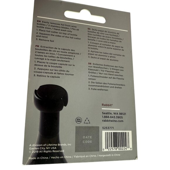 New in Box Rabbit Foil Cutter.  Removes Foil from Wine Bottles Black. Foilcutter - Picture 3 of 3